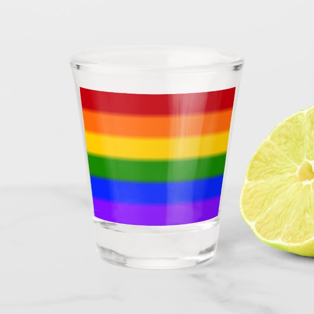 Flag mit Regenbogen-Gay Pride Schnapsglas (Vorderseite)