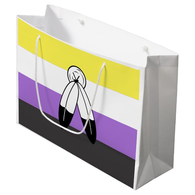 Flag mit zwei Geistern ohne Binärwert Große Geschenktüte (Vorderseite Schrägansicht)