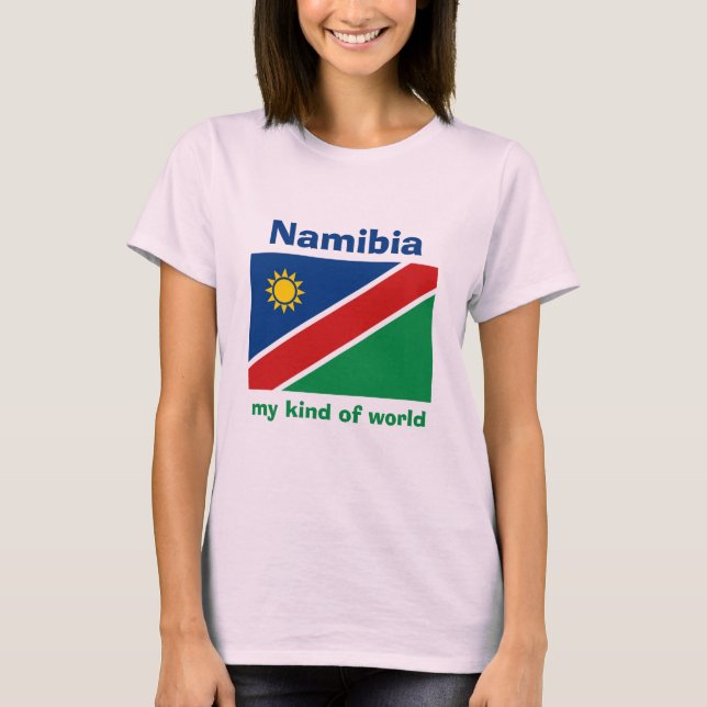 Flag Namibia + Karte + Text-T - Shirt (Vorderseite)
