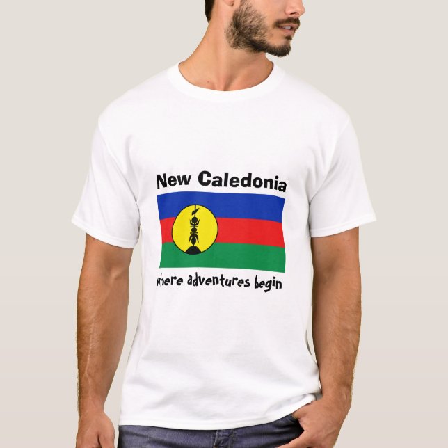 Flag Neukaledonien + Karte + Text-T - Shirt (Vorderseite)