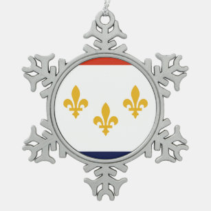 Flag New Orleans, Louisiana Snowflake Pewter Ch Schneeflocken Zinn-Ornament