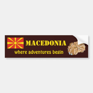 Flag Nordmakedonien + Karte Autoaufkleber