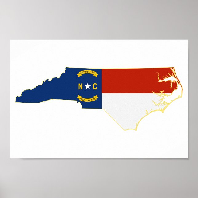 Flag North Carolina Shaped Carolinian Tar Heel Poster (Vorne)
