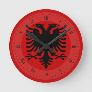 Flag of Albania Runde Wanduhr