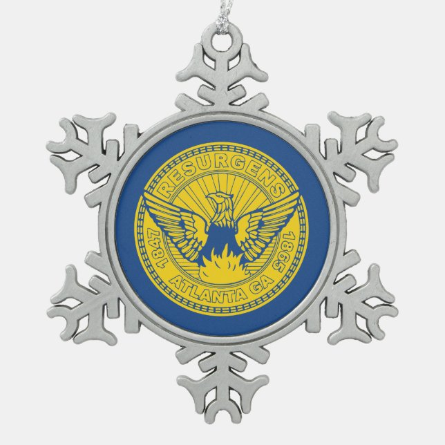Flag of Atlanta, Georgia Snowflake Pewter Christma Schneeflocken Zinn-Ornament (Vorderseite)