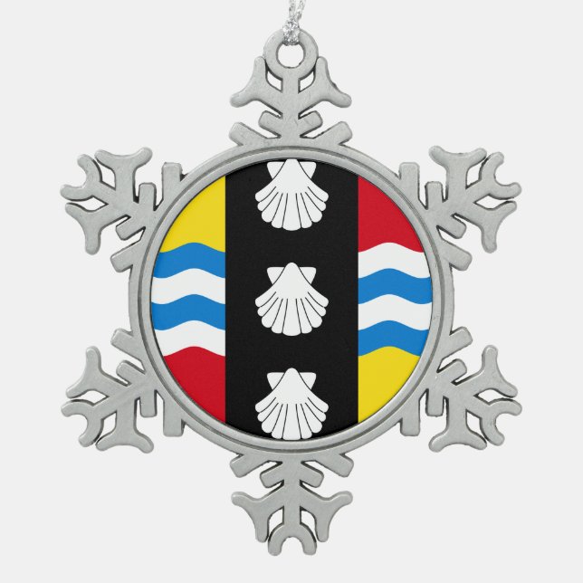 Flag of Bedfordshire Schneeflocken Zinn-Ornament (Vorderseite)