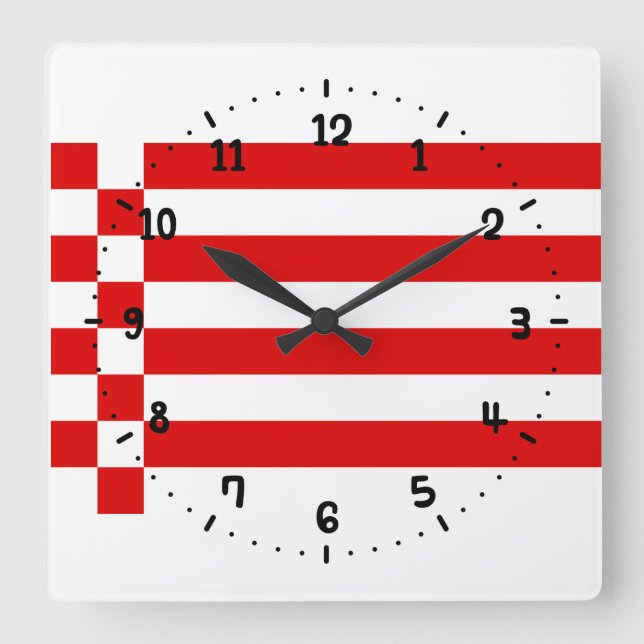 Flag of Bremen Square Wall Clock Quadratische Wanduhr (Vorderseite)