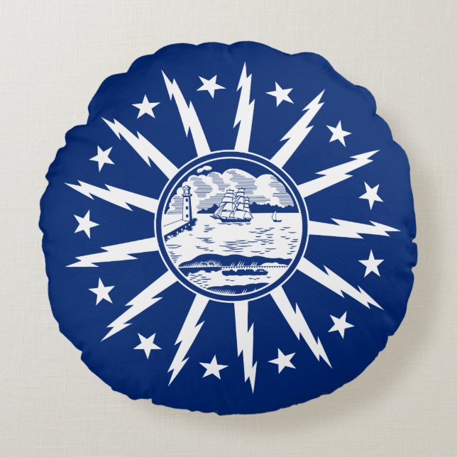 Flag of Buffalo, New York Round Pillow Rundes Kissen (Vorderseite)