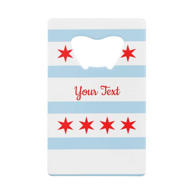 Flag of Chicago, Illinois Credit Card Bottle Opene Geldbeutel Flaschenöffner (Vorderseite)