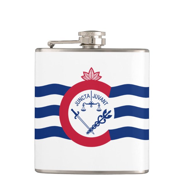 Flag of Cincinnati, Ohio Hip Flask Flachmann (Vorderseite)
