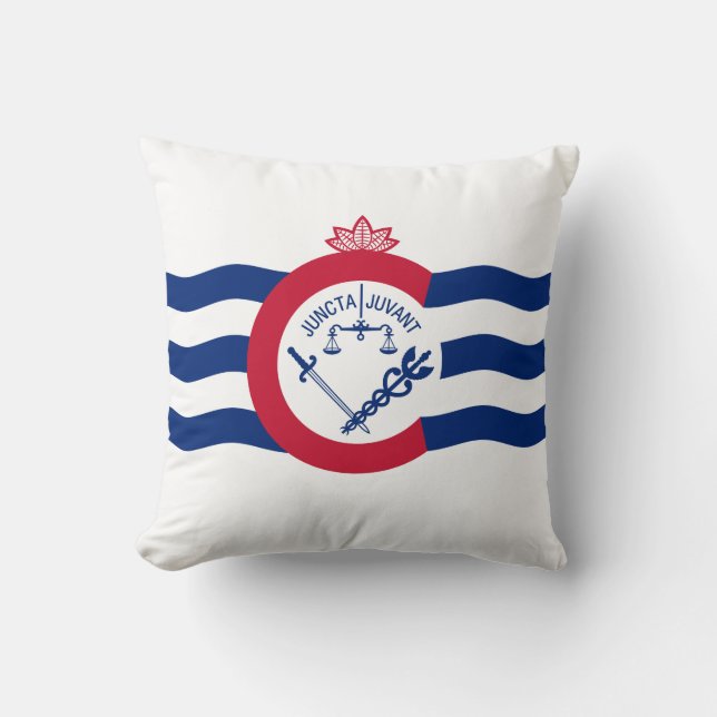 Flag of Cincinnati, Ohio Throw Pillow Kissen (Vorderseite)