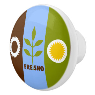 Flag of city of Fresno, California Keramik Knob Keramikknauf