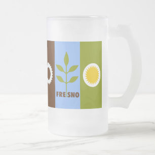 Flag of city of Fresno, California Mattiert Glass Mattglas Bierglas