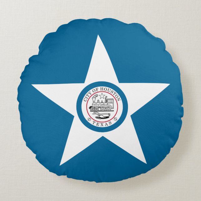 Flag of city of Houston, Texas Round Pillow Rundes Kissen (Vorderseite)