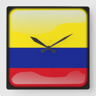 Flag of Colombia Quadratische Wanduhr