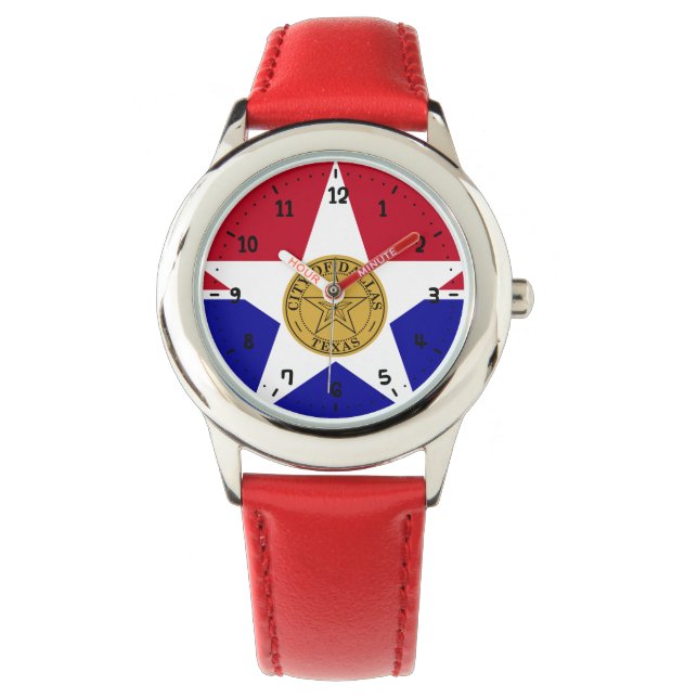 Flag of Dallas, Texas Watch Armbanduhr (Vorderseite)