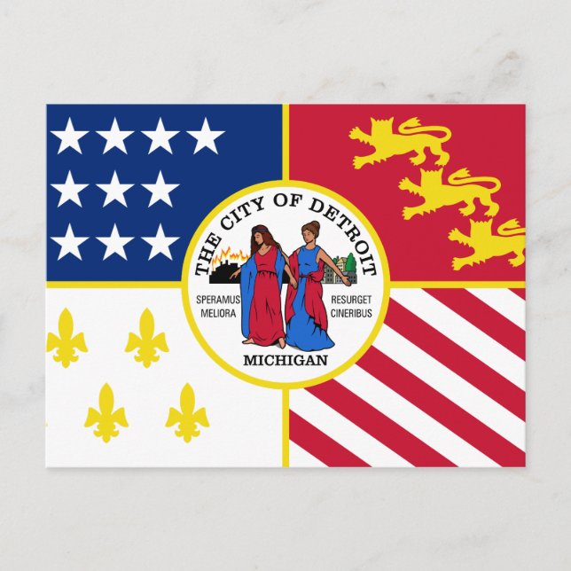 Flag of Detroit, Michigan Postcard Postkarte (Vorderseite)