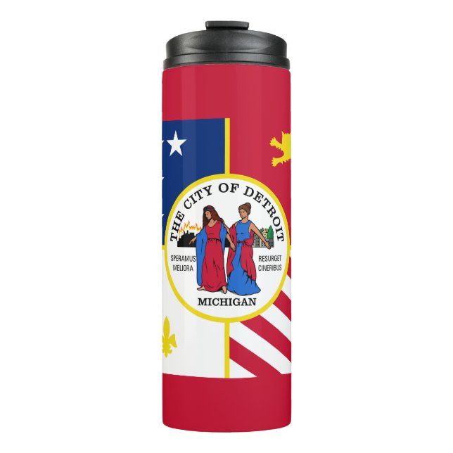 Flag of Detroit, Michigan Thermal Tumbler Thermosbecher (Vorderseite)