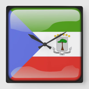 Flag of Equatorial Guinea Quadratische Wanduhr