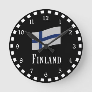 Flag of Finland Runde Wanduhr