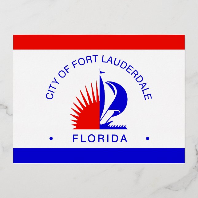 Flag of Fort Lauderdale, Florida Folien Feiertagspostkarte (Vorderseite)