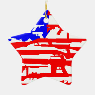 Flag Of Guns 2nd Amendment Keramik Ornament