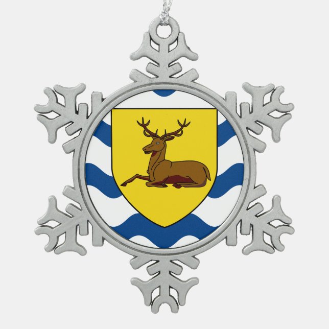 Flag of Hertfordshire Schneeflocken Zinn-Ornament (Vorderseite)