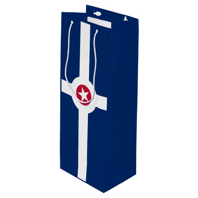 Flag of Indianapolis, Indiana Wine Gift Bag Geschenktüte Für Weinflaschen (Vorderseite Schrägansicht)