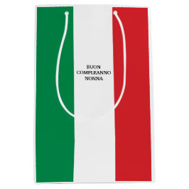 Flag of Italy Buon Compleanno or Custom Wording Mittlere Geschenktüte
