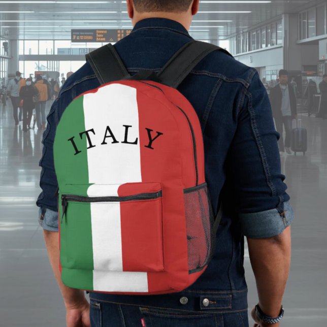 Flag of Italy Italian Bedruckter Rucksack (Flag of Italy Backpack for School or Italian Travel. Customize to say Italia if preferred)
