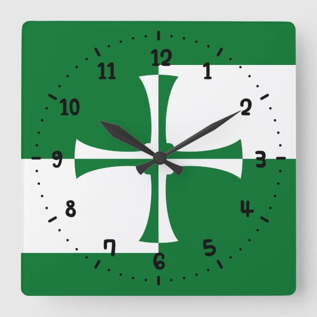 Flag of Kirkcudbrightshire Square Wall Clock Quadratische Wanduhr (Vorderseite)
