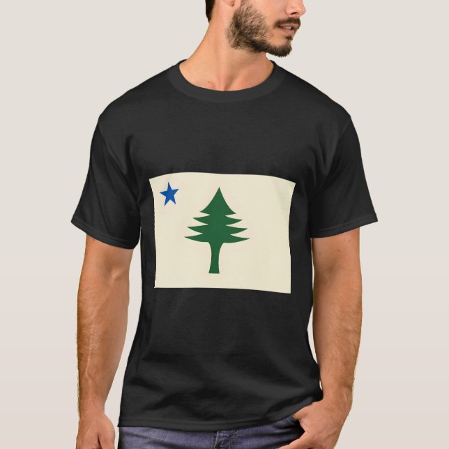 Flag Of Maine 1901 Maine State Flag E Tree State T-Shirt (Vorderseite)