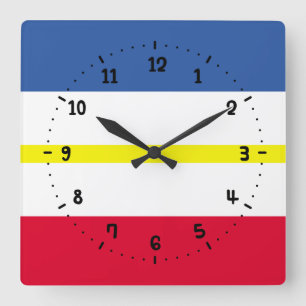 Flag of Mecklenburg Square Wall Clock Quadratische Wanduhr