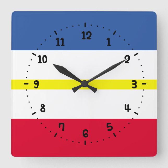 Flag of Mecklenburg Square Wall Clock Quadratische Wanduhr (Vorderseite)