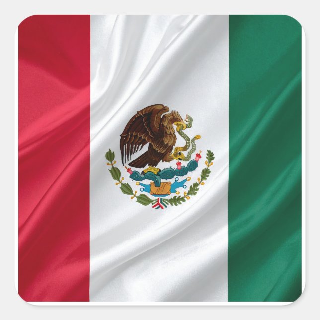 Flag of mexico quadratischer aufkleber (Vorderseite)