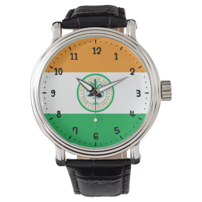 Flag of Miami, Florida Wrist Watch Armbanduhr (Vorderseite)