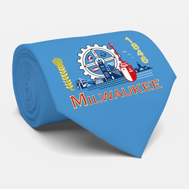 Flag of Milwaukee (Wisconsin) Krawatte (Gerollt)