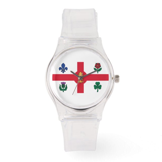 Flag of Montreal, Quebec Watch Armbanduhr (Vorderseite)