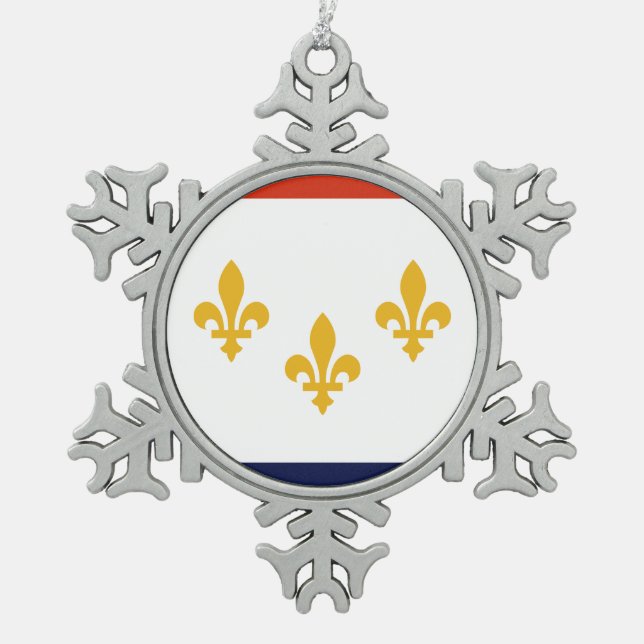 Flag of New Orleans, Louisiana Snowflake Pewter Ch Schneeflocken Zinn-Ornament (Vorderseite)