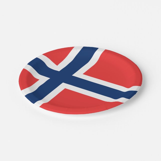 Flag of Norway Party Plate Pappteller (Schrägansicht)