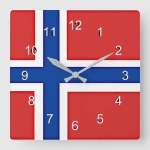 Flag of Norway Quadratische Wanduhr