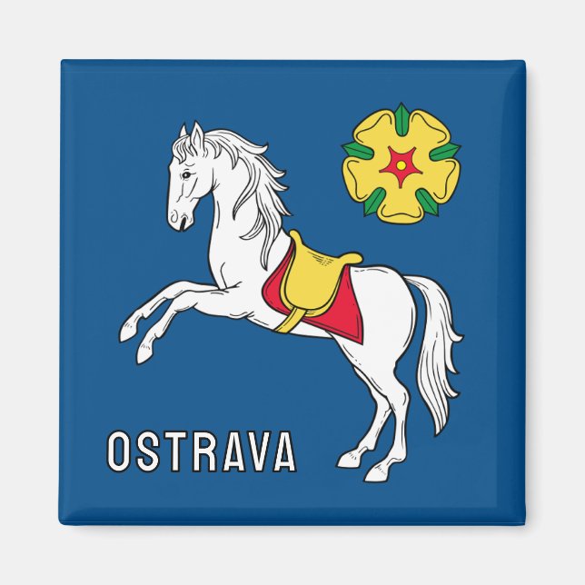 Flag of Ostrava, Czech Republic Magnet (Vorne)