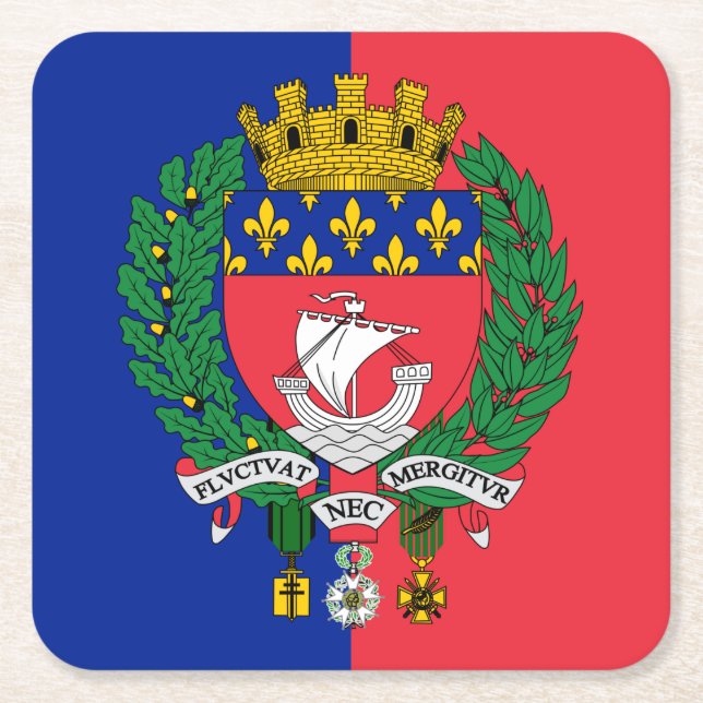 Flag of Paris, France Square Paper Coaster Rechteckiger Pappuntersetzer (Vorderseite)