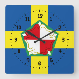 Flag of Pembrokeshire Square Wall Clock Quadratische Wanduhr