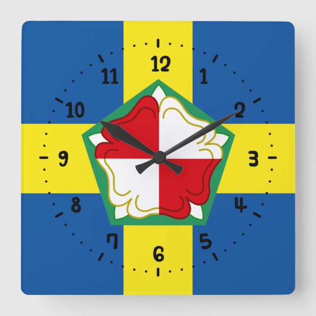 Flag of Pembrokeshire Square Wall Clock Quadratische Wanduhr (Vorderseite)