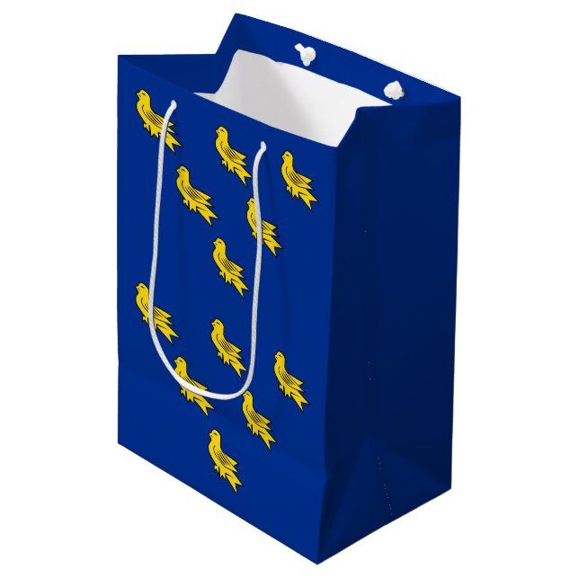 Flag of Sussex Medium Gift Bag Mittlere Geschenktüte (Vorderseite Schrägansicht)
