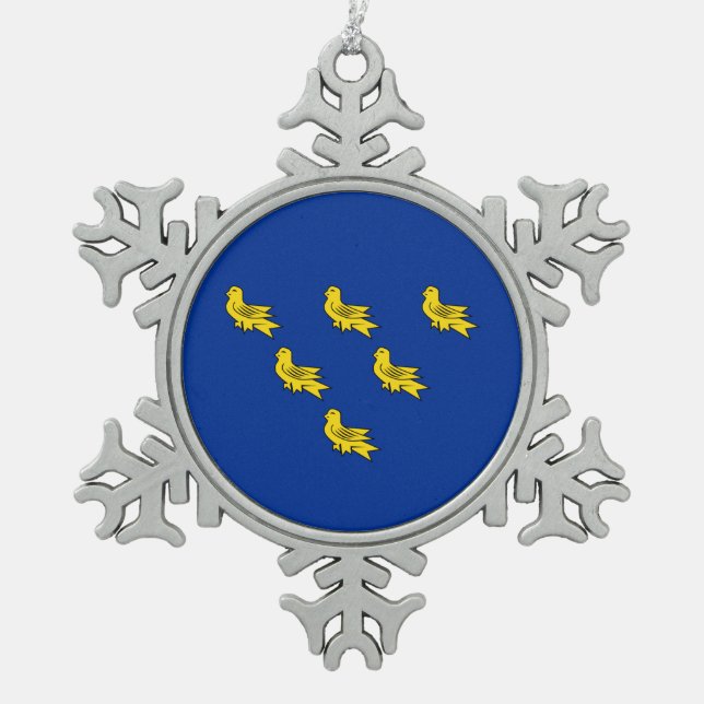 Flag of Sussex Snowflake Pewter Christmas Ornament (Vorderseite)