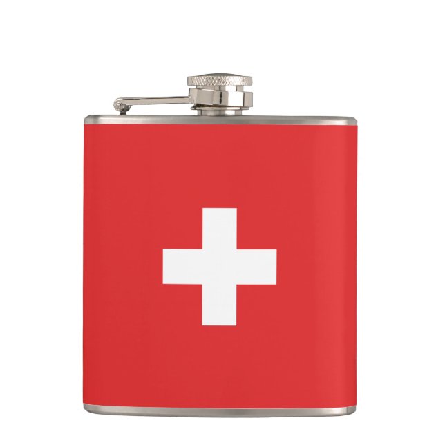 Flag of Switzerland – Schweiz – Suisse – Svizzera Flachmann (Vorderseite)