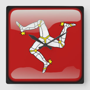 Flag of the Isle of Man Quadratische Wanduhr