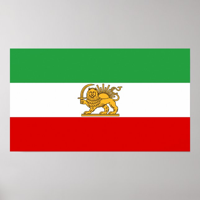 Flag of the Shah of Iran (1964-1980) شیر و خورشید Poster (Vorne)